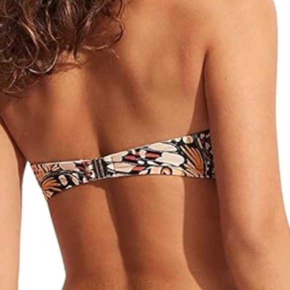 SEAFOLLY underwire push up bikini top bustier bandeau take flight mandarin NWT - Picture 4 of 5